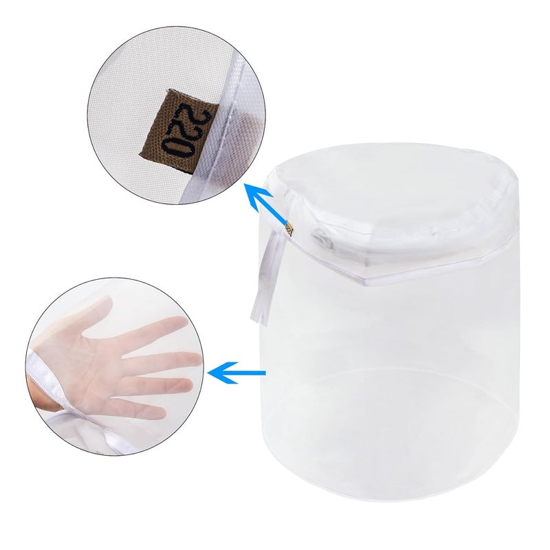 Klmnop Reusable 2 Gallon 220 Micron Filter Zipper Bag, All Mesh Nylon Filter Bag for Washing Machine, Gardens, Kitchens(White) - Image 3